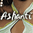 A 4-frame contact sheet of a pixelated animated icon featuring Ashanti with text overlay, showing subtle facial expression changes across frames.