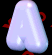 Animated contact sheet showing 25 sampled frames of a light purple 3D letter A icon rotating against black background with red 'X' and 'O' pattern, displaying various angles from top to bottom view.