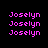 Pixelated text 'Joselyn' in bright pink on black background with light blue rectangular overlays appearing and disappearing