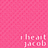 A static pixelated image with a pink checkered background and white text reading "I love art Jacob" at the bottom right.