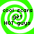 Four identical green and white spiral-patterned icons with pixelated text reading 'cool scars get HOT guys' arranged in a