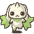 Pixel art contact sheet of six animated frames showing a small white creature with green wings and brown accents against a gray background.