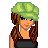 Pixel art character with green cap, black top, blue pants; text read 'every minute,' 'every hour,' and 'I wanna kiss you every day!'
