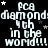 Pixelated text repeats 'pca diamond 4th in the world!!!' with scattered stars on black background, no visible motion.