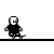 Pixelated character in black clothing performs skateboarding actions across three of frames