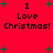 Red background with green plus signs and black text reading "I Love Christmas!" in two identical horizontal sections.