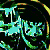 Pixelated character with dark hair and closed eyes, displayed in six color variations across a
