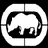 A 4-frame animated contact sheet showing a rhinoceros icon in different color schemes and orientations across three sampled frames.