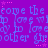 A static image with a purple background featuring repeated blue text and pink stars, displaying phrases like 'come the' and 'love to say' in pixelated font.