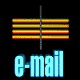 25 small icons with orange striped backgrounds, each displaying a stylized 'e-mail' text and an arrow-shaped symbol in varying colors and positions