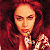 A split-frame contact sheet showing a pixelated image of a person with long red hair on the left and green text reading "Original Icons .com" on a dark green background on the right, both in low-resolution 4-bit color style.
