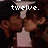 A pixelated image of two people kissing, with text overlays showing 'twelve.', '24.', and 'oh'sevn' across different frames.