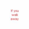 A black-and-white animated sequence shows a person walking away from the camera while holding a bag, with red text overlaying the image.