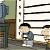 Animated contact sheet showing five sequential frames of a cartoon character in a police lineup setting with striped background and wooden podiums.