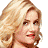 A 48x48 pixel animated contact sheet showing three sampled frames of a blonde woman with red lipstick and earrings in various poses against a white background.