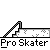Pixelated animation of a red-shirted figure performing skateboarding tricks on white stairs with black railings, repeated across multiple