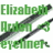 Green pixelated text reads 'Elizabeth Arden Eyeliner' above two diagonal black eyeliner pens with green accents on white background.