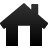 Black house-shaped icon with a single door opening, rendered in pixelated style against light gray background.