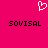 A static image with a bright pink background featuring two identical pixelated 'SOVISCAL' texts and one white heart-shaped icon at the top center.