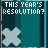 identical pixelated icons with teal backgrounds, gray X symbols, and text reading "THIS YEAR'S RESOLUTION?" followed by partial phrases about remembering on Dec. 31, 2007