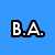 Blue background with white pixelated text reading 'B.A. #002 for life!!!' in four lines, right side has gray rectangle.