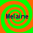 Four identical display a green and orange spiral background with the text 'Melaine' in dark blue