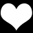 Two white heart shapes on a black background, side-by-side with no internal details or text.