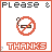 identical pixel art icons featuring a red prohibition symbol over a cigarette, with 'Please' text above and 'THANKS' below in orange-red lettering