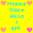 Yellow background with blue text listing names and "BFF" flanked by pink hearts, two identical vertical sections side-by-side.