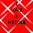 Red background with white geometric lines and black text reading "I LOVE U NICOLE" in four identical