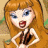 A 48x48 pixel animated buddy icon featuring a cartoon character with long orange hair and blue eyes on the left, paired with green text reading "Original Icons .com" on a dark green background to the right.