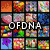 colorful pixelated icons with 'OFDNA' text overlay, a 'sweet goodness' text with ice cream, and a chocolate chip cookie with 'yum' text