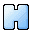 Four pixelated light blue 'H' shapes with black outlines arranged in a on a gray background, each with distinct internal cutout patterns