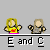 Pixelated cartoon figures with blonde and brown hair, wearing yellow shirts with red symbols over pink pants, positioned under text labels.