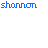 Animated sequence of 'shannon' text with shifting color patterns and small star symbols appearing near the text in