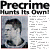 Pixelated image with text 'PreCrime Hunts Its Own!' above a portrait of a person with dark hair and light skin against a blue background.