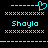 Pixelated cyan text and symbols on black background with heart-shaped icon above name.