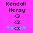 Pixelated text and symbols on a bright pink background with cyan star-like shapes.