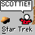 Pixel art animation of a red-shirted character with white hair in various Star Trek-themed scenarios including speech bubbles, objects, and background changes.