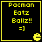 Four identical display yellow pixelated text and a Pac-Man icon on a black background with a yellow border