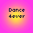 Four identical pixelated text icons arranged in a on a pink-to-yellow gradient background, each displaying "Dance 4ever" in dark blue block letters