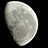 A static image shows a pixelated moon on a black background with red text reading 'everyone needs love but at what cost to other?'