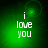 Green background with white text 'i love you' in four quadrants, each showing a different pixelated green glow pattern.