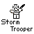 Pixel art of a Storm Trooper character holding a blaster, with text below reading "Storm Trooper" in blocky font.