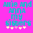 Pixelated cyan text on bright pink background reads "Amie And Anna my sisters" with five small yellow and one light purple star below.