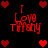 Red pixelated text "I Love Tiffany" surrounded by red heart icons on a black background, with heart positions shifting across frames.
