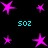 pink star icons on a black background with cyan "502" text at four corners, all stars appear identical in size and shape across the frame