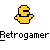 Four pixelated yellow icons with black outlines arranged in a , each displaying variations of the letter 'C' above text reading "Retrogamer" on a gray background