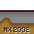 Pixelated animation of a rider on red dirt bike performing jumps over brown mounds with 'MX 2002' text below each frame.
