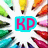 Pixelated icon with cyan square containing pink 'KP' letters at center, surrounded by colorful pencil-like shapes in green, yellow, orange, red hues on white background.